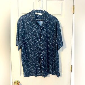 Perry Ellis blue circles casual short sleeve button down shirt size L